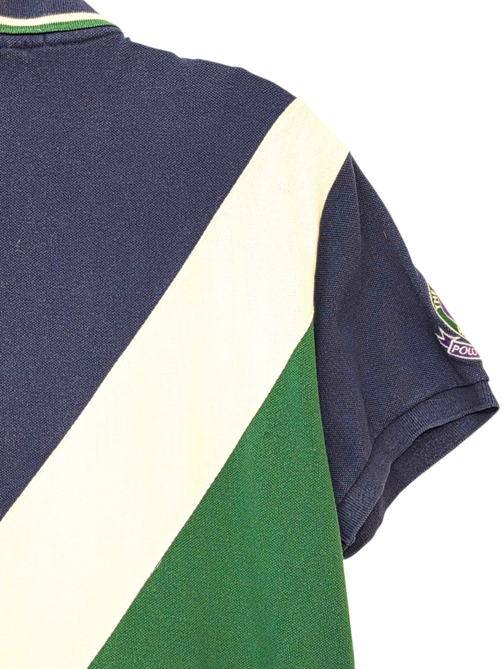 Polo Ralph Lauren Wimbledon Custom Fit Navy Green White Colorblock Polo Shirt - Picture 9 of 16
